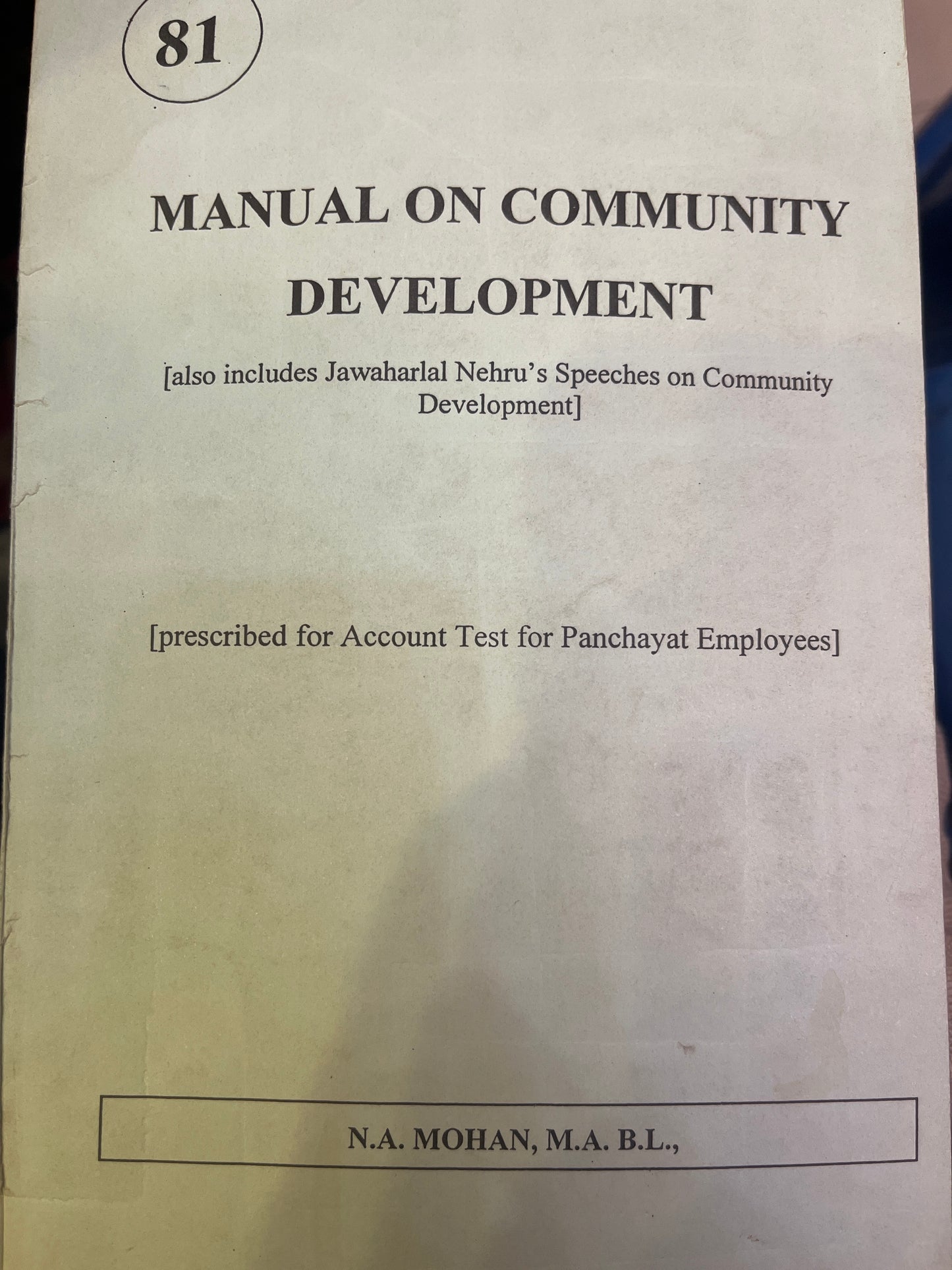 MANUAL OF COMMUNITY DEVELOPMENT
