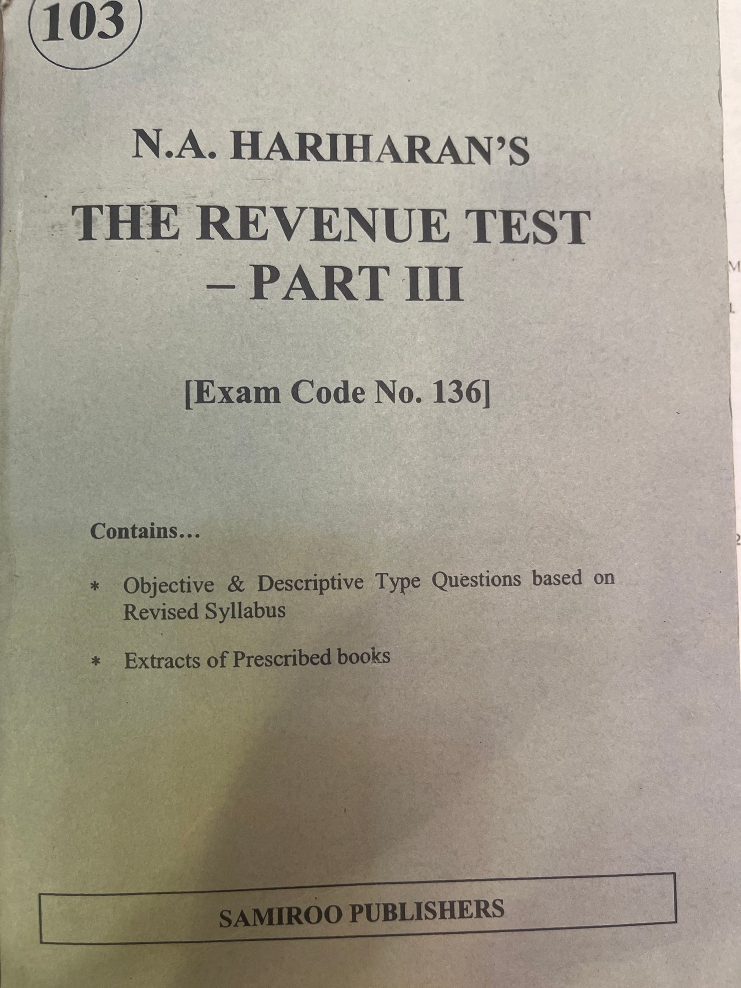 THE REVENUE TEST PART-3 (Exam Code:136)