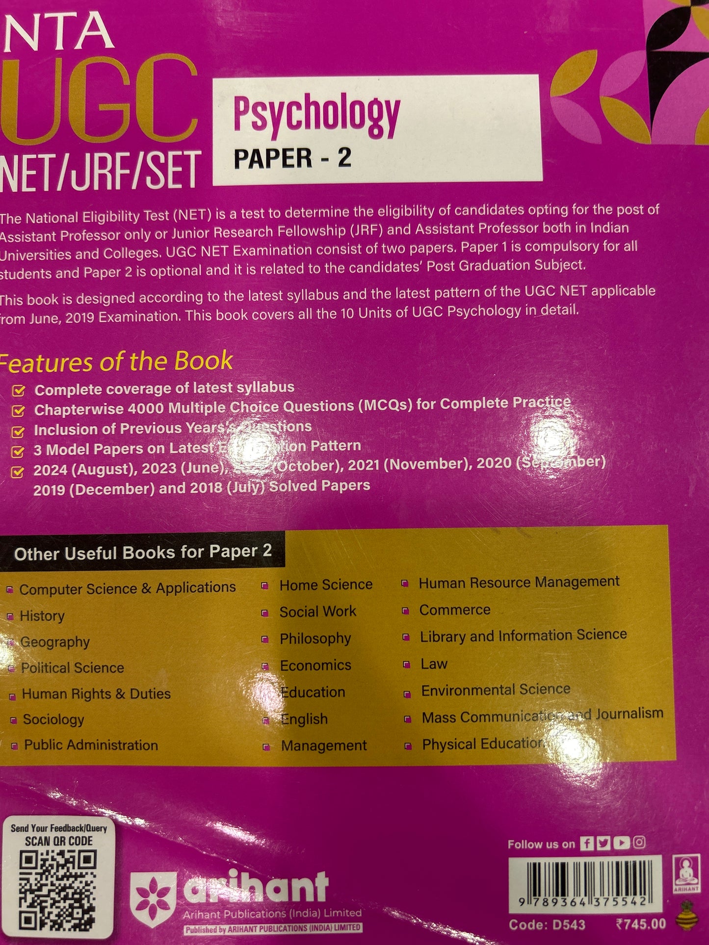 D543 UGC NET PSYCHOLOGY