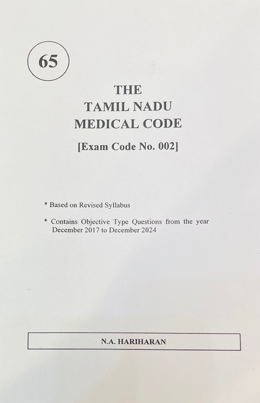 The TamilNadu Medical Code (Exam Code:002)