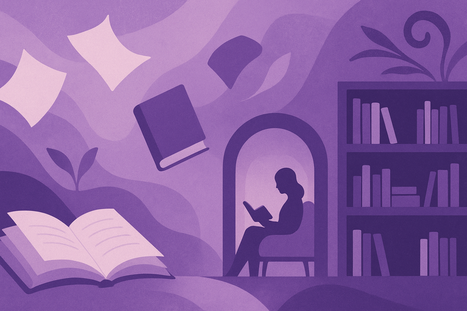 Purple Themed Bookstore Banner